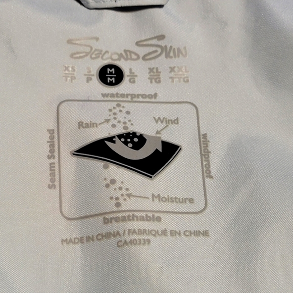 Second Skin Waterproof Windbreaker Jacket - Medium Black Grey Striped B35 - Picture 3 of 5